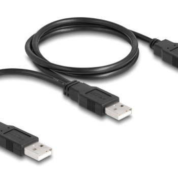 DELOCK καλώδιο USB σε 2x USB 80000, 480Mbps, 70cm, μαύρο