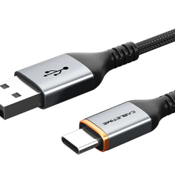 CABLETIME καλώδιο USB σε USB-C CT-AMCM3A, 3A, 2m, μαύρο