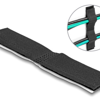 DELOCK αυτοκόλλητα δεματικά καλωδίων 19098, τύπου Velcro, μαύρο, 10τμχ