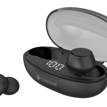 CELEBRAT earphones με θήκη φόρτισης TWS-W32, True Wireless, Φ8mm, μαύρα
