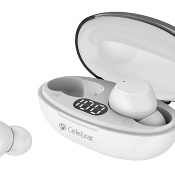 CELEBRAT earphones με θήκη φόρτισης TWS-W32, True Wireless, Φ8mm, λευκά