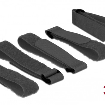 DELOCK ιμάντες τύπου Velcro 18704, 30 x 2cm, μαύρος, 5τμχ