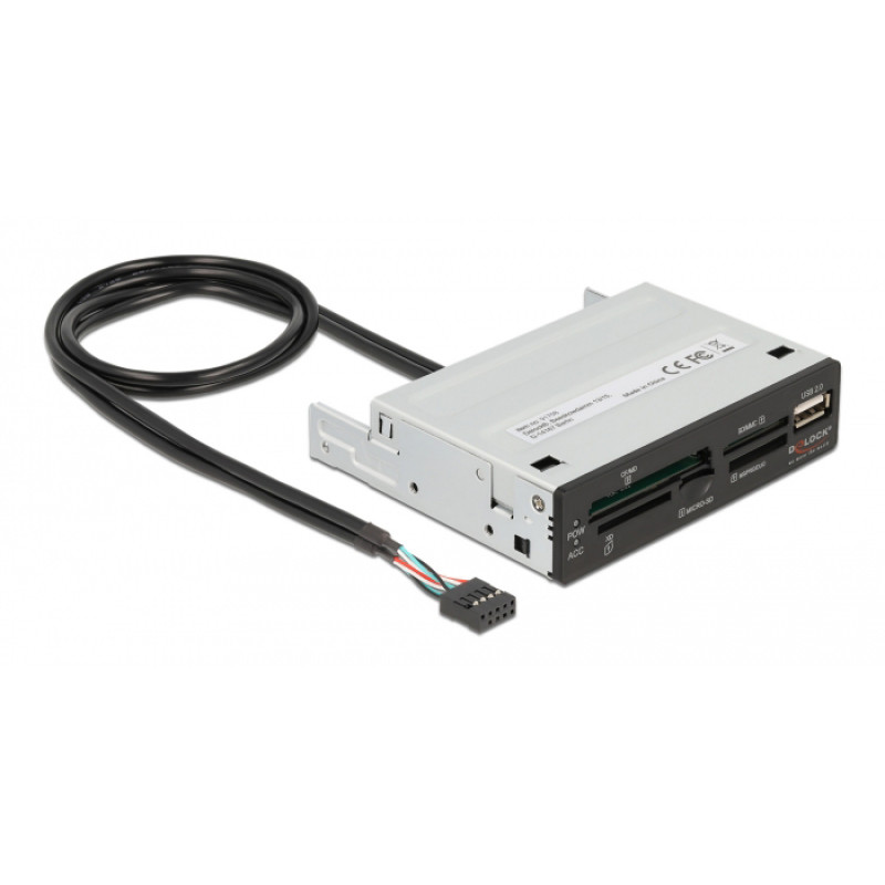 DELOCK USB 9-pin card reader 91708, CF/SD/XD/MS/Micro SD/USB, 3.5