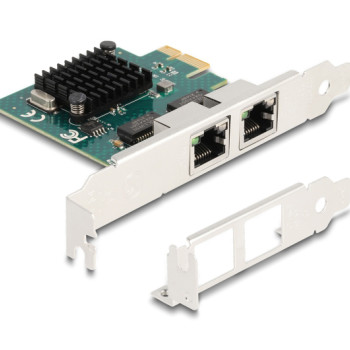 DELOCK κάρτα επέκτασης PCIe x1 σε 2x RJ45 Gigabit 88205, 1000Mbps