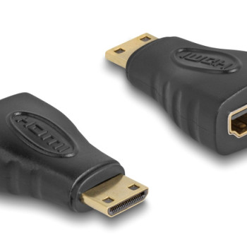 DELOCK αντάπτορας mini HDMI σε HDMI 65244, gold plated, μαύρος