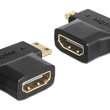 DELOCK αντάπτορας HDMI σε HDMI mini & micro 65446, gold plated, μαύρος