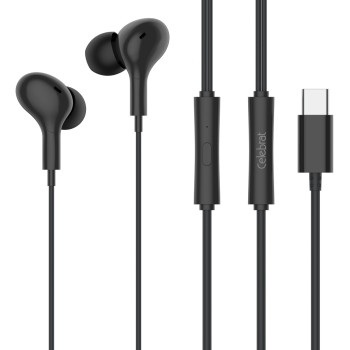 CELEBRAT earphones με μικρόφωνο D13, USB-C σύνδεση, Φ10mm, 1.2m, μαύρα