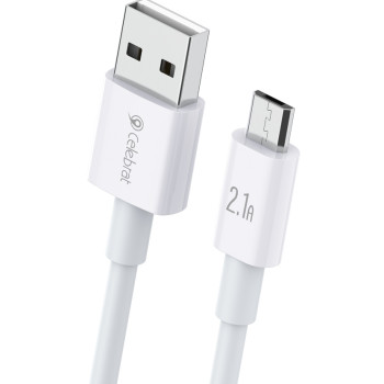 CELEBRAT καλώδιο Micro USB σε USB CB-24M, 2.1A, 1.2m, λευκό