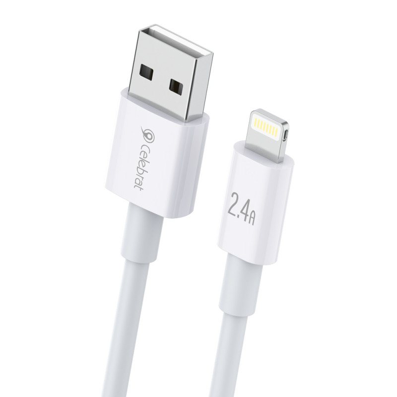 CELEBRAT καλώδιο Lightning σε USB CB-24L, 2.4A, 1.2m, λευκό