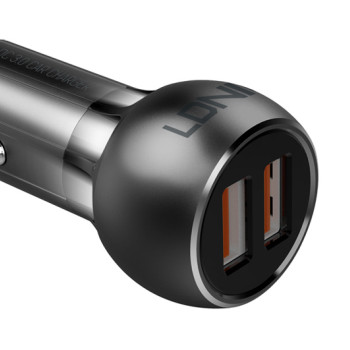 LDNIO φορτιστής αυτοκινήτου C503Q με καλώδιο, 2x USB, 36W, QC, γκρι
