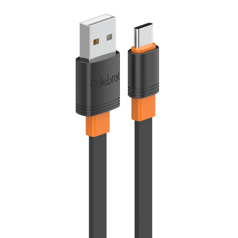 CELEBRAT καλώδιο USB-C σε USB CB-33C, flat, 3A, 1m, μαύρο