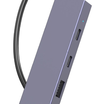 POWERTECH USB hub PTH-110, 4x θυρών, 10Gbps, USB-C σύνδεση, γκρι