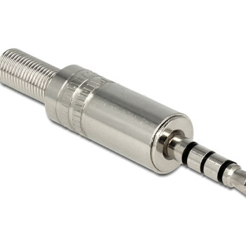 DELOCK Βύσμα 3.5mm Stereo, 4 pin, Bend Protection, metal, ασημί