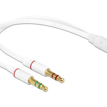 DELOCK καλώδιο 3.5mm 4-pin jack σε 2x 3.5m 3-pin 65585, λευκό