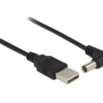 DELOCK καλώδιο USB σε DC 5.5 x 2.1mm 83578, γωνιακό, 1.5m, μαύρο