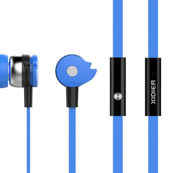 CELEBRAT earphones με μικρόφωνο D1, 3.5mm, Φ10mm, 1.2m flat, μπλε