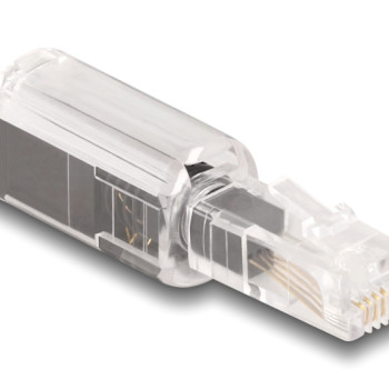 DELOCK βύσμα τηλεφώνου RJ10 88168, 360° περιστρεφόμενο, διάφανο-μαύρο