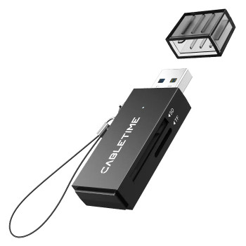 CABLETIME card reader CT-ASD3-PB για SD & micro SD, USB, 5Gbps, μαύρο