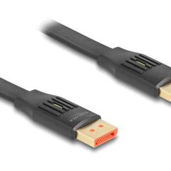 DELOCK καλώδιο DisplayPort 81006, flat, 8K/60Hz 32.4 Gbps HDR, 2m, μαύρο