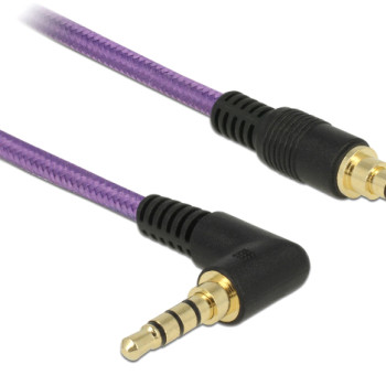 DELOCK καλώδιο Jack stereo σε Jack stereo 4pin 3.5mm, 90°, μωβ, 1m