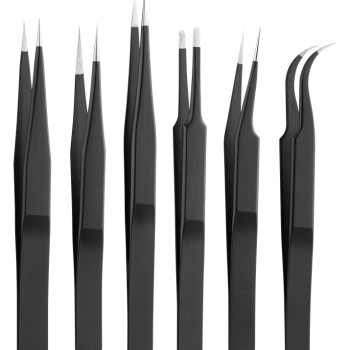GOOBAY σετ τσιμπίδες 41256, ανοξείδωτες, αντιστατικές, μαύρο, 6τμχ