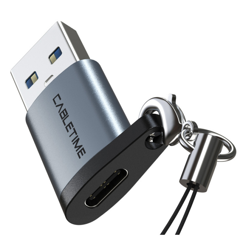 CABLETIME αντάπτορας USB-C σε USB CT-AMCF, 2.1A, 5Gbps, γκρι