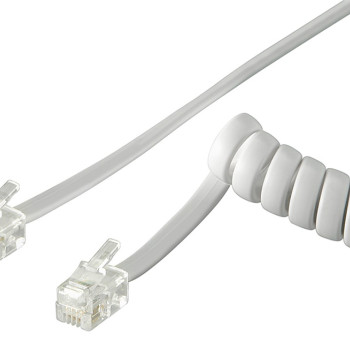GOOBAY καλώδιο τηλεφώνου 50246, spiral, RJ10 4P4C, CCA, 2m, λευκό