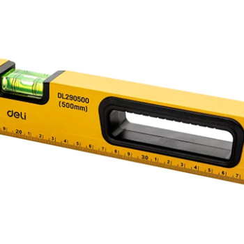 DELI αλφάδι DL290500 με 3 μάτια & χάρακα, μαγνητικό, 50cm