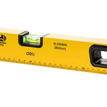 DELI αλφάδι DL290800 με 3 μάτια & χάρακα, μαγνητικό, 80cm