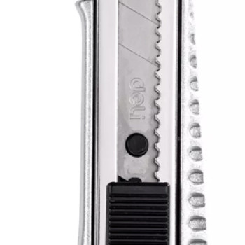 DELI μεταλλικό κοπίδι με ασφάλεια DL4255, 18mm, ασημί