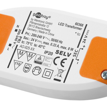 GOOBAY μετασχηματιστής LED 60368, 24V, 8W, IP20