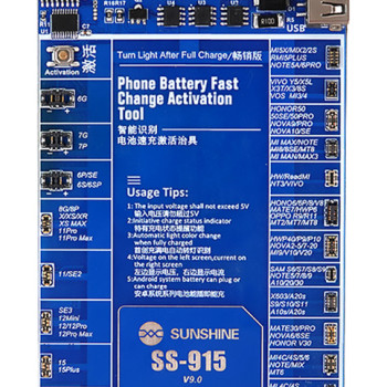 SUNSHINE tester μπαταριών SS-915 για Apple & Android smartphone, V9.0
