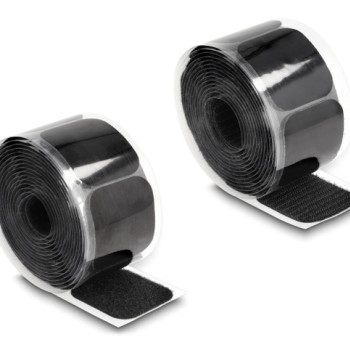 DELOCK αυτοκόλλητα τύπου Velcro 19106 σε ρολό 3m, 45x50mm, μαύρο