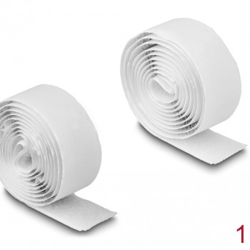 DELOCK αυτοκόλλητη ταινία τύπου Velcro 19061, 1mx20mm, λευκή