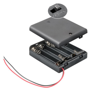 GOOBAY θήκη μπαταρίας 11473 με διακόπτη, για 4x AA μπαταρίες, μαύρη