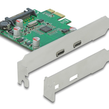 DELOCK κάρτα επέκτασης PCIe x1 σε 2x USB-C 90493, 5Gbps