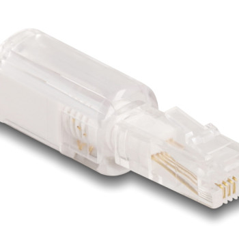 DELOCK βύσμα τηλεφώνου RJ10 88169, 360° περιστρεφόμενο, διάφανο-λευκό