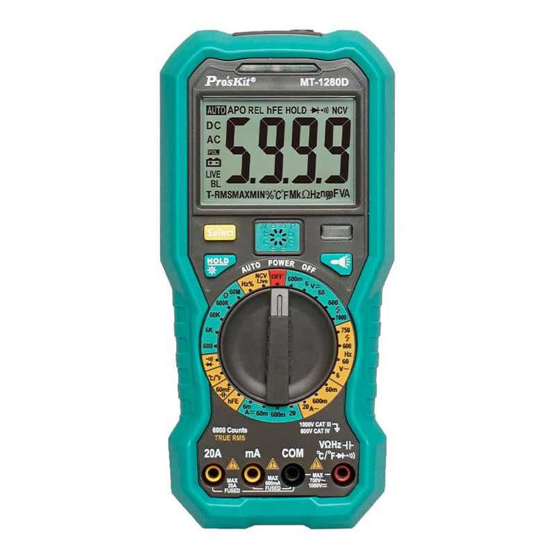 PROSKIT ψηφιακό πολύμετρο MT-1280D, 1000V DC, NVC, True RMS
