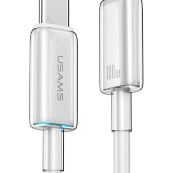 USAMS καλώδιο USB-C σε USB-C US-SJ660, 100W, 480Mbps, 1.2m, λευκό