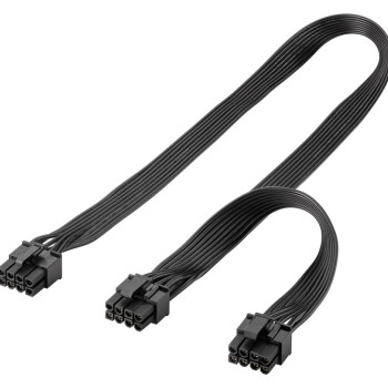 GOOBAY καλώδιο 8 pin σε 2x 6+2 pin PCIe 59714, 23cm, μαύρο