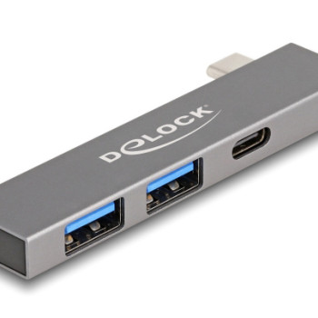 DELOCK USB hub 64275, 3x θυρών, 5Gbps, USB-C σύνδεση, γκρι