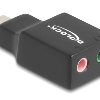 DELOCK εξωτερική κάρτα ήχου 67128, 2x 3.5mm, USB-C σύνδεση, μαύρη