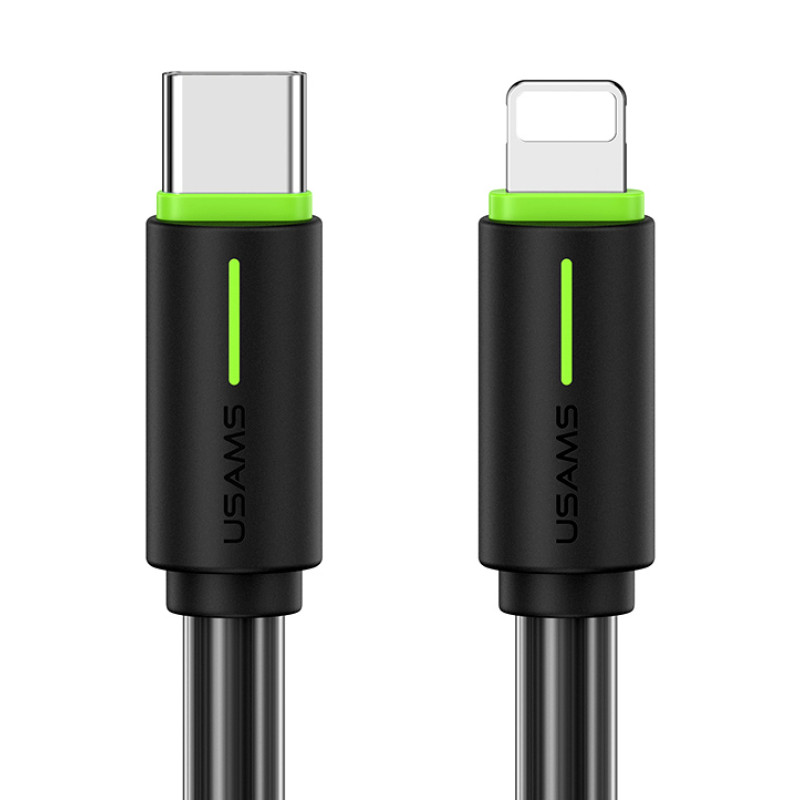 USAMS καλώδιο Lightning σε USB-C US-SJ735, 30W, 480Mbps, 1m, μαύρο