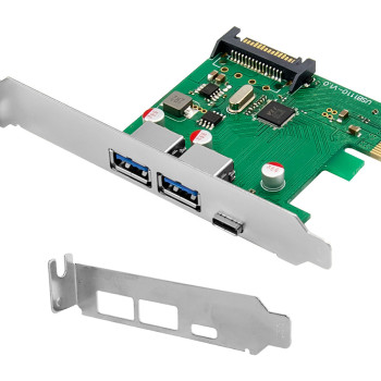 POWERTECH κάρτα επέκτασης PCIe σε 2x USB & 1x USB-C ST627, 5Gbps, 66x68mm