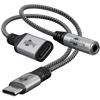 GOOBAY αντάπτορας USB-C σε 3.5mm & USB-C 74524, 60W, 480Mbps, γκρι