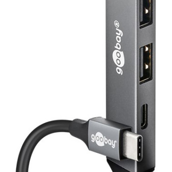 GOOBAY USB hub 74459, 4x θυρών, USB 3.2, 5Gbps, USB-C σύνδεση, γκρι