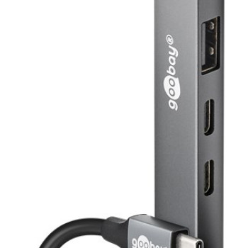 GOOBAY USB hub 74460, 5x θυρών, USB 3.2, 5Gbps, 100W, USB-C σύνδεση, γκρι
