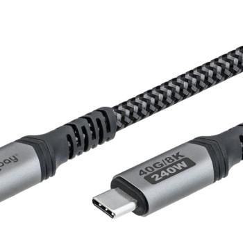 GOOBAY καλώδιο USB-C 74210, USB4, 240W, 40Gbps, 8K/60Hz, 0.50m, γκρι