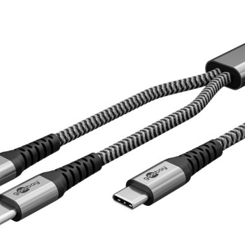 GOOBAY καλώδιο USB-C σε 2x USB-C 75739, 60W, 480Mbps, 1.5m, γκρι