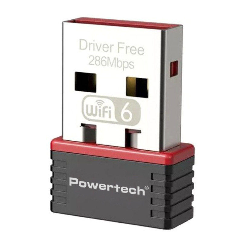 POWERTECH ασύρματος USB αντάπτορας δικτύου PT-1383, 300Mbps WiFi 6